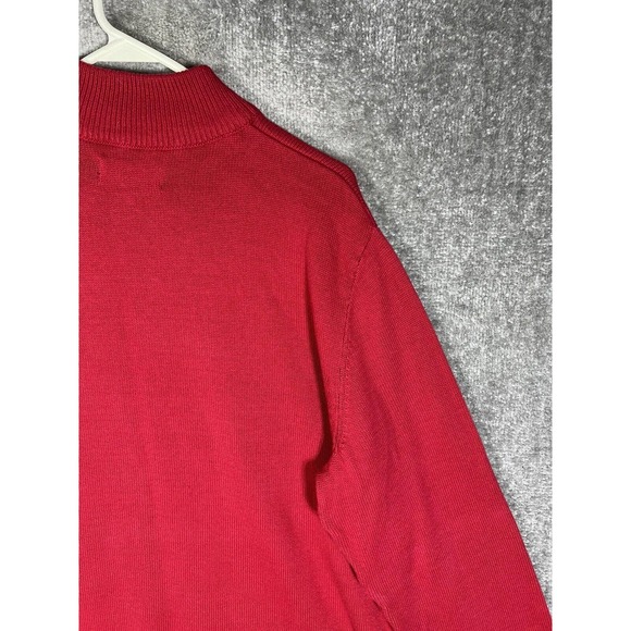 Chaps 1/4 Zip Moose Winter Christmas Knit Pullover Sweater Mens Large Red Cotton - Picture 11 of 16